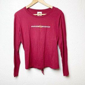 womans harley davidson long sleeve tee with laced back maroon Medium